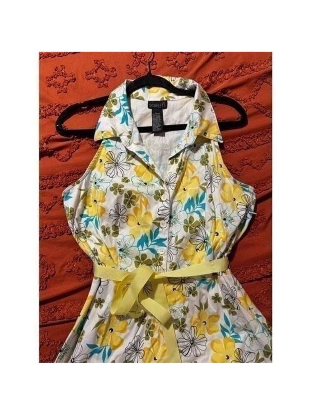 Sunny summer dress white yellow blue green 13 14 Macy's - Picture 5 of 11